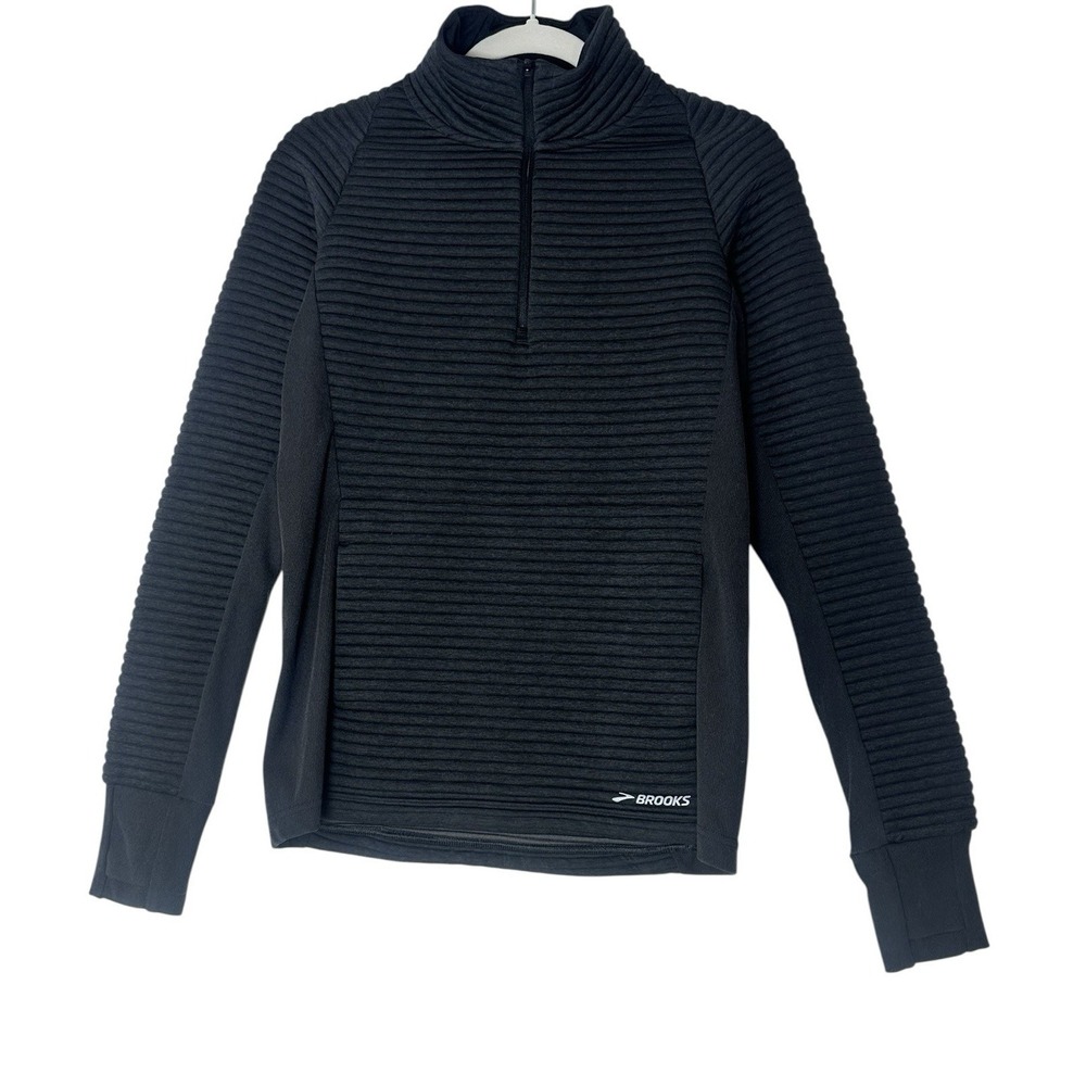 BROOKS BROTHERS '346' Pullover Sweatshirt Women's Medium Black 1/4 Zip Mock Neck